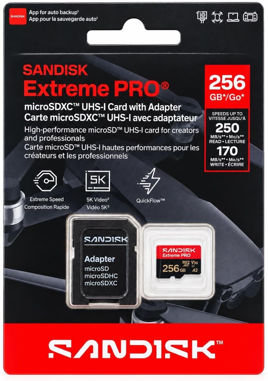 کارت حافظه microSDXC UHS-I 256GB SanDisk Extreme PRO با آداپتور C10، U3، V30، A2 مدل SDSQXCJ-256G-GS6MA کارت حافظه microSDXC UHS-I 256GB SanDisk Extreme PRO با آداپتور C10، U3، V30، A2 مدل SDSQXCJ-256G-GS6MA