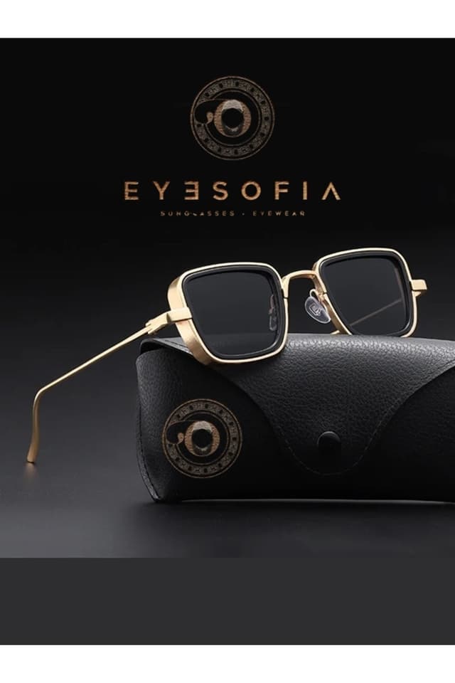 عینک آفتابی یونیسکس Eyesofia مدل Leon فلزی مربعی طلایی مشکی عینک آفتابی یونیسکس Eyesofia مدل Leon فلزی مربعی طلایی مشکی