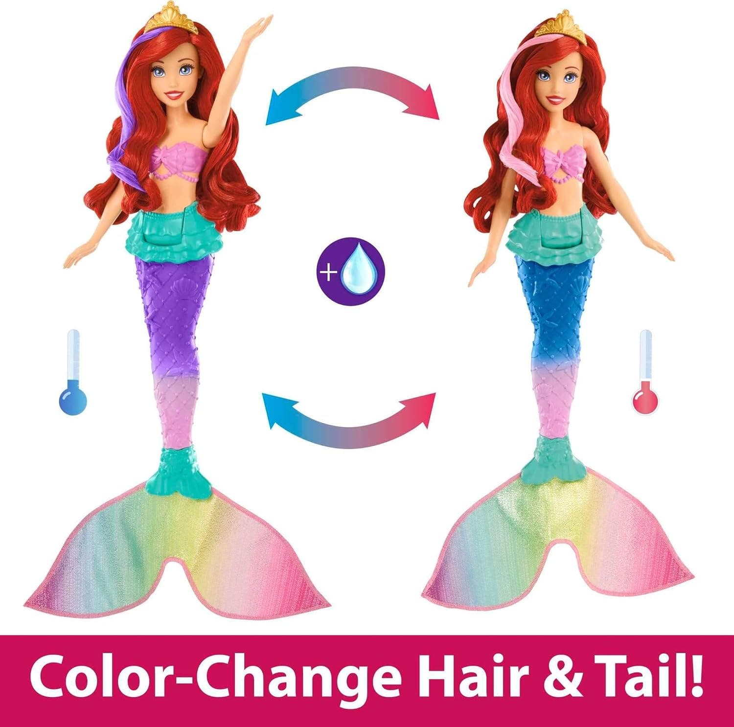 عروسک پری دریایی شناگر Ariel Mattel از مجموعه Disney Princess عروسک پری دریایی شناگر Ariel Mattel از مجموعه Disney Princess