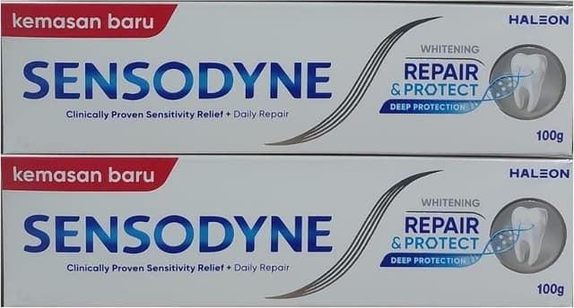 خمیردندان سفیدکننده برای دندانهای حساس Sensodyne، پیشگیری از پوسیدگی Repair and Protect، 3.4 oz (Pack of 2) خمیردندان سفیدکننده برای دندانهای حساس Sensodyne، پیشگیری از پوسیدگی Repair and Protect، 3.4 oz (Pack of 2)