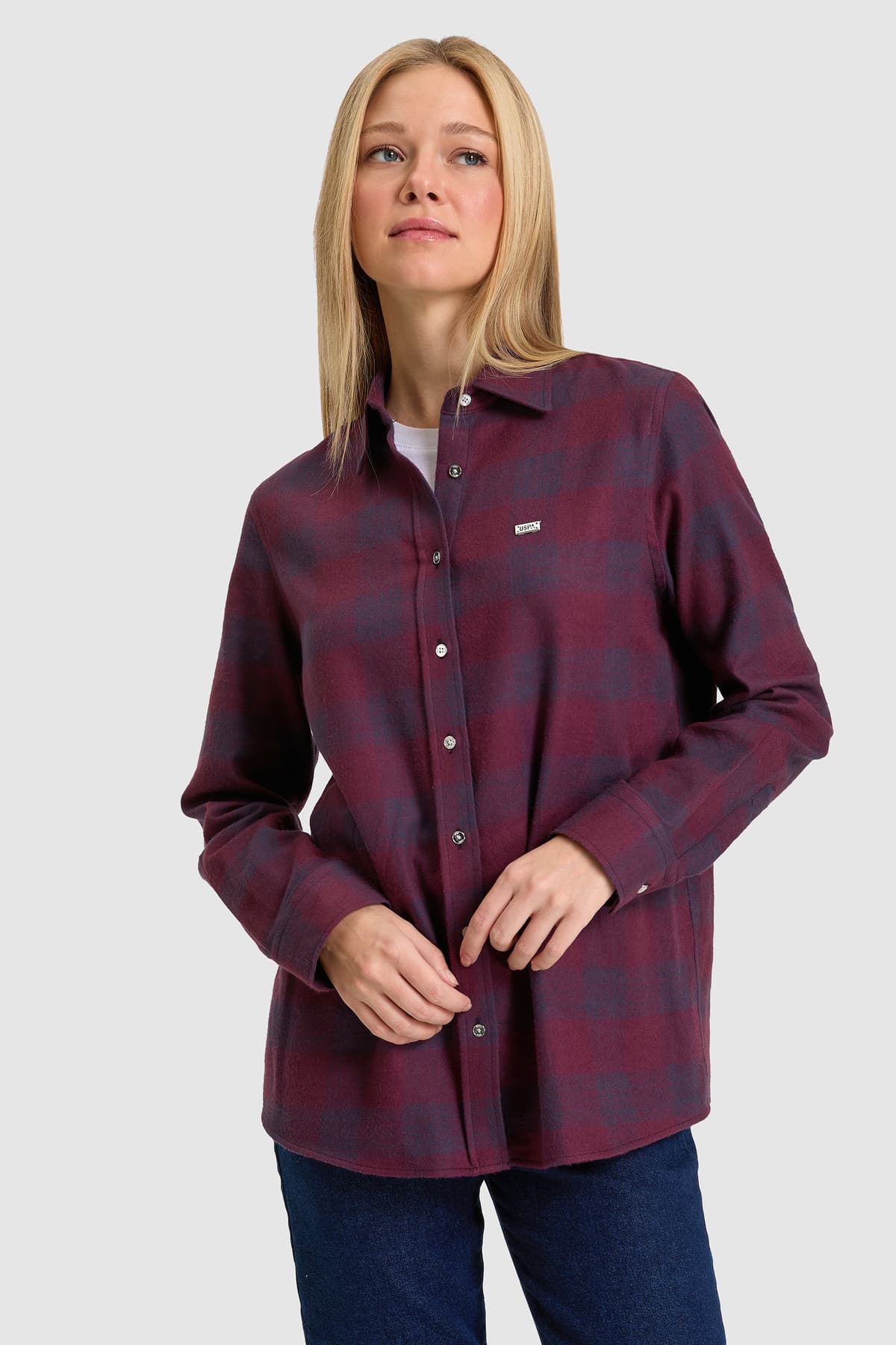 پیراهن زنانه U.S. Polo Assn. عنابی آستین بلند مدل 50331866-VR180 پیراهن زنانه U.S. Polo Assn. عنابی آستین بلند مدل 50331866-VR180