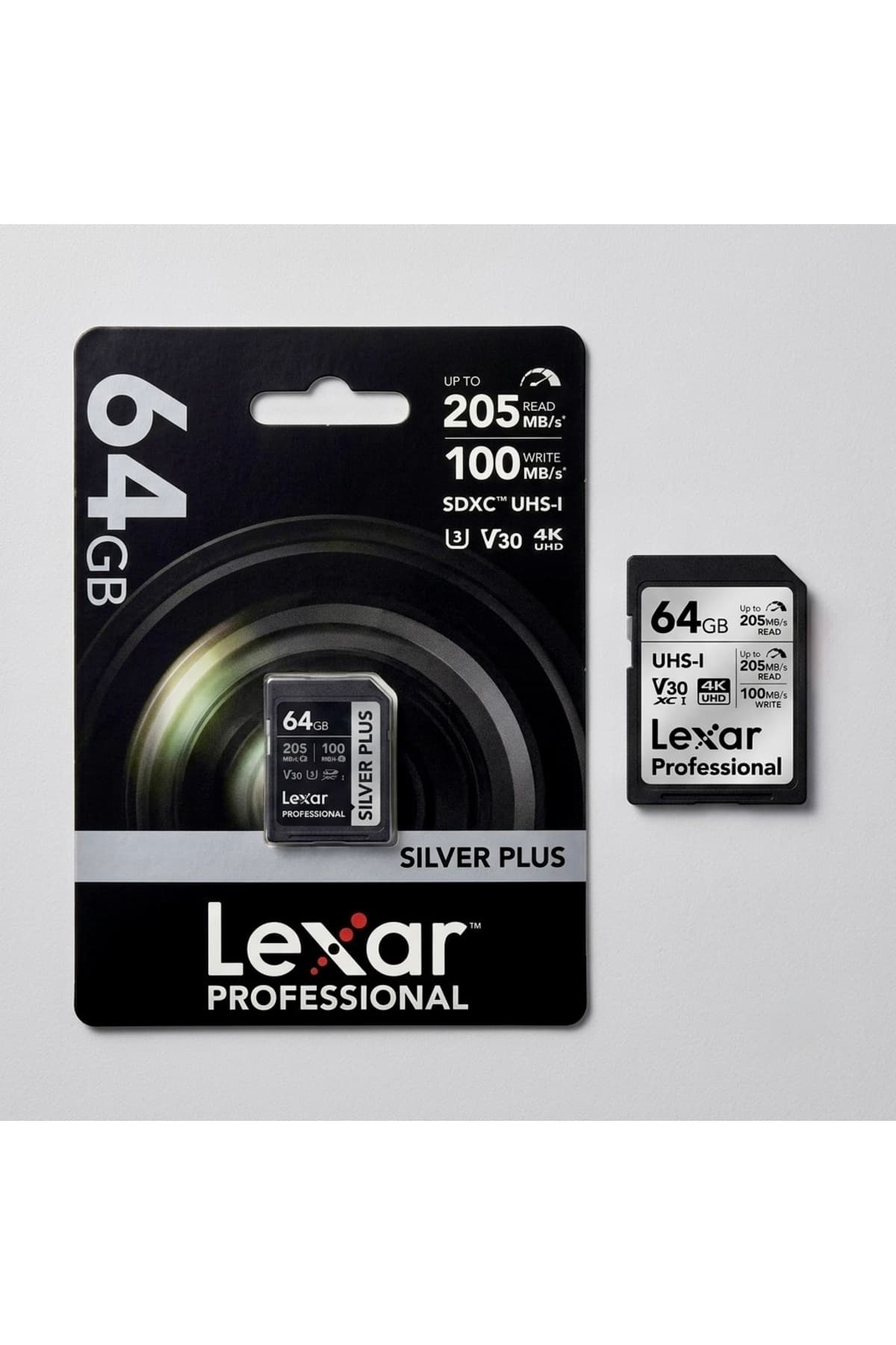 کارت حافظه Lexar Professional Silver Plus 64GB SDXC با سرعت 205MB/s، V30 و 4K بههمراه کیف حمل اختصاصی کارت حافظه Lexar Professional Silver Plus 64GB SDXC با سرعت 205MB/s، V30 و 4K بههمراه کیف حمل اختصاصی
