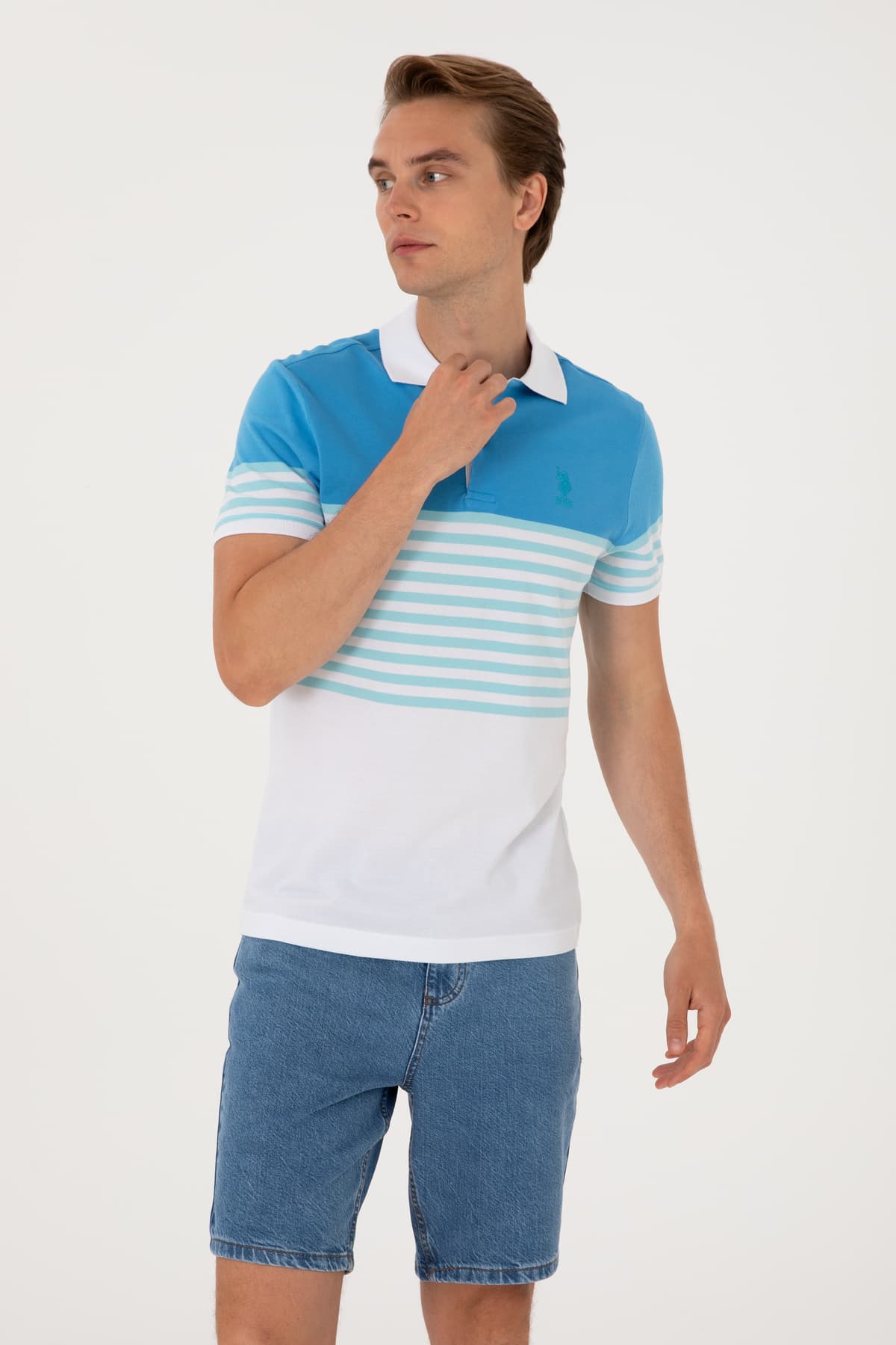 تیشرت مردانه U.S. Polo Assn. فیت معمولی یقه پولو فیروزهای مدل 50300063-VR093 تیشرت مردانه U.S. Polo Assn. فیت معمولی یقه پولو فیروزهای مدل 50300063-VR093