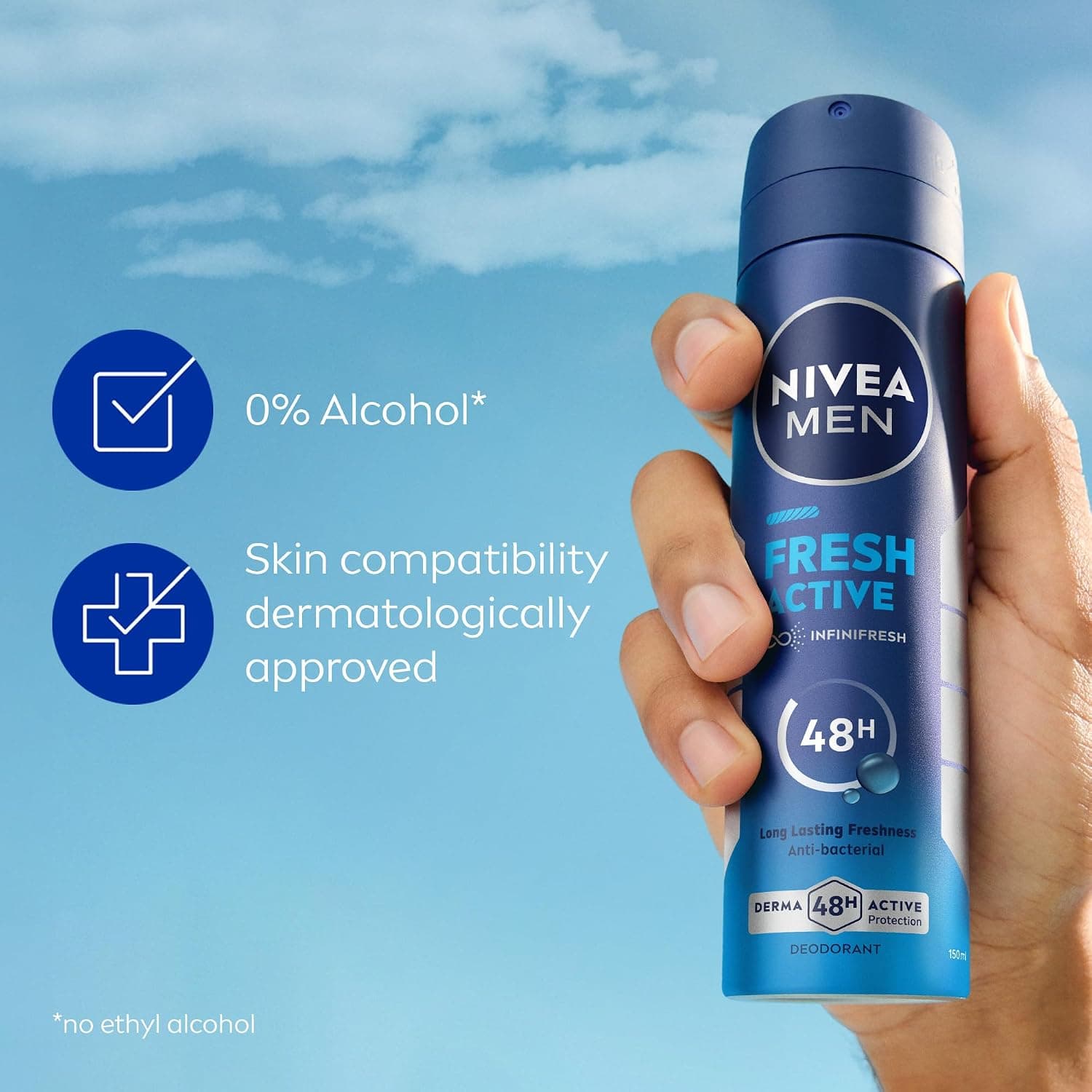 اسپری دئودورانت ضدباکتری مردانه NIVEA Fresh Active با محافظت 48H بسته دوتایی 2x150ml اسپری دئودورانت ضدباکتری مردانه NIVEA Fresh Active با محافظت 48H بسته دوتایی 2x150ml