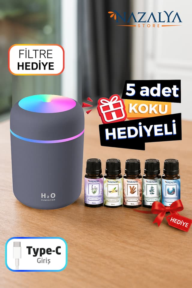 دستگاه بخور و رطوبتساز اولتراسونیک اتاق و خودرو Nazalya با دیفیوزر رایحه و 5 رایحه هدیه دستگاه بخور و رطوبتساز اولتراسونیک اتاق و خودرو Nazalya با دیفیوزر رایحه و 5 رایحه هدیه