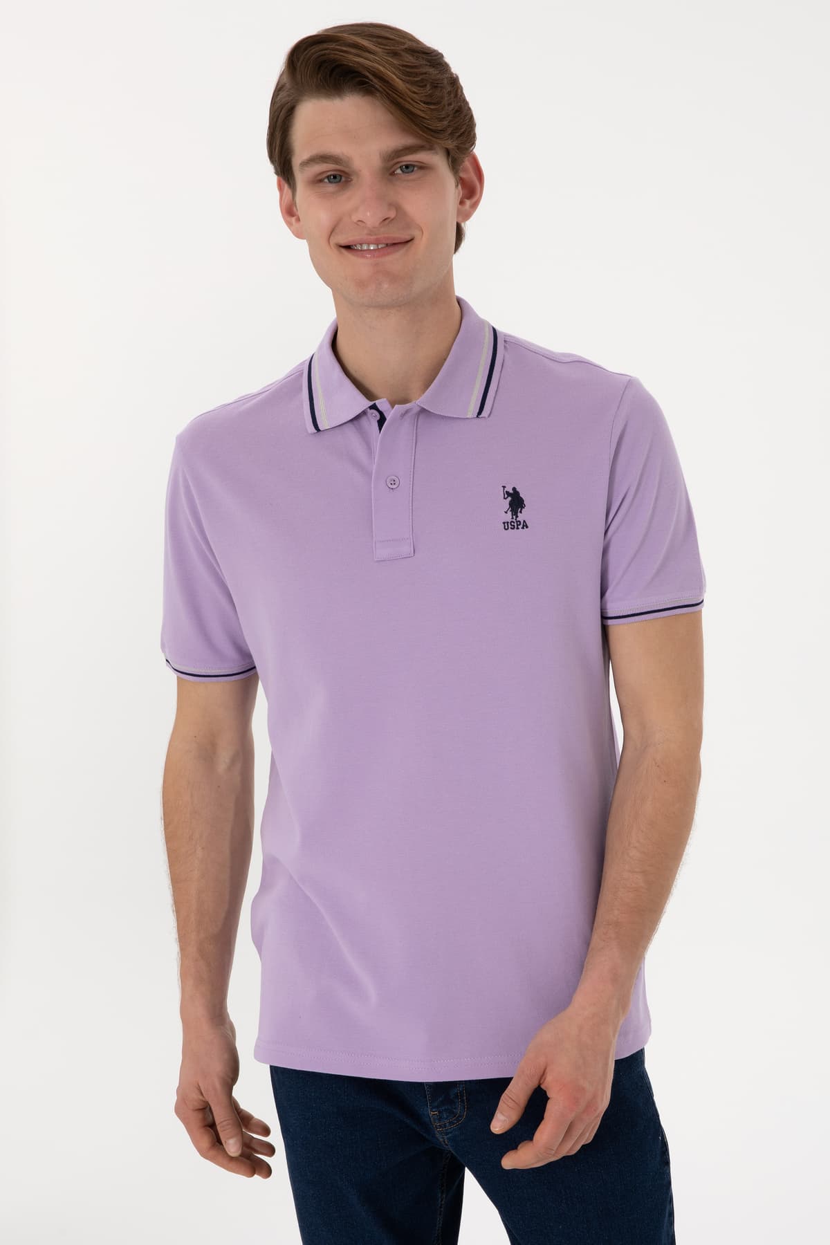 تیشرت مردانه U.S. Polo Assn. فیت معمولی یقه پولو بنفش مدل 50306011-VR034 تیشرت مردانه U.S. Polo Assn. فیت معمولی یقه پولو بنفش مدل 50306011-VR034
