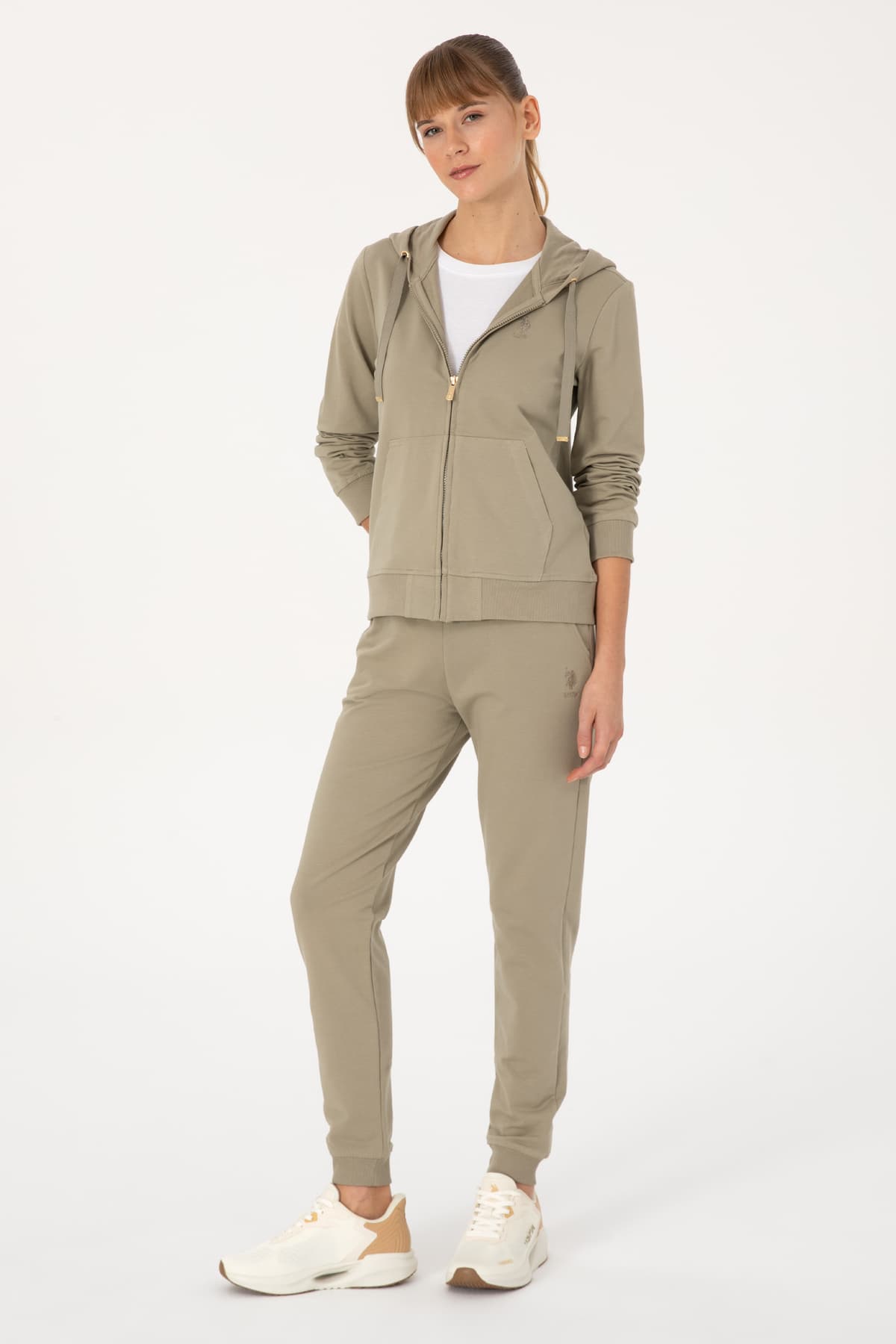 سویشرت زنانه U.S. Polo Assn. کلاهدار زیپدار خاکی روشن مدل 50313594-VR183 سویشرت زنانه U.S. Polo Assn. کلاهدار زیپدار خاکی روشن مدل 50313594-VR183