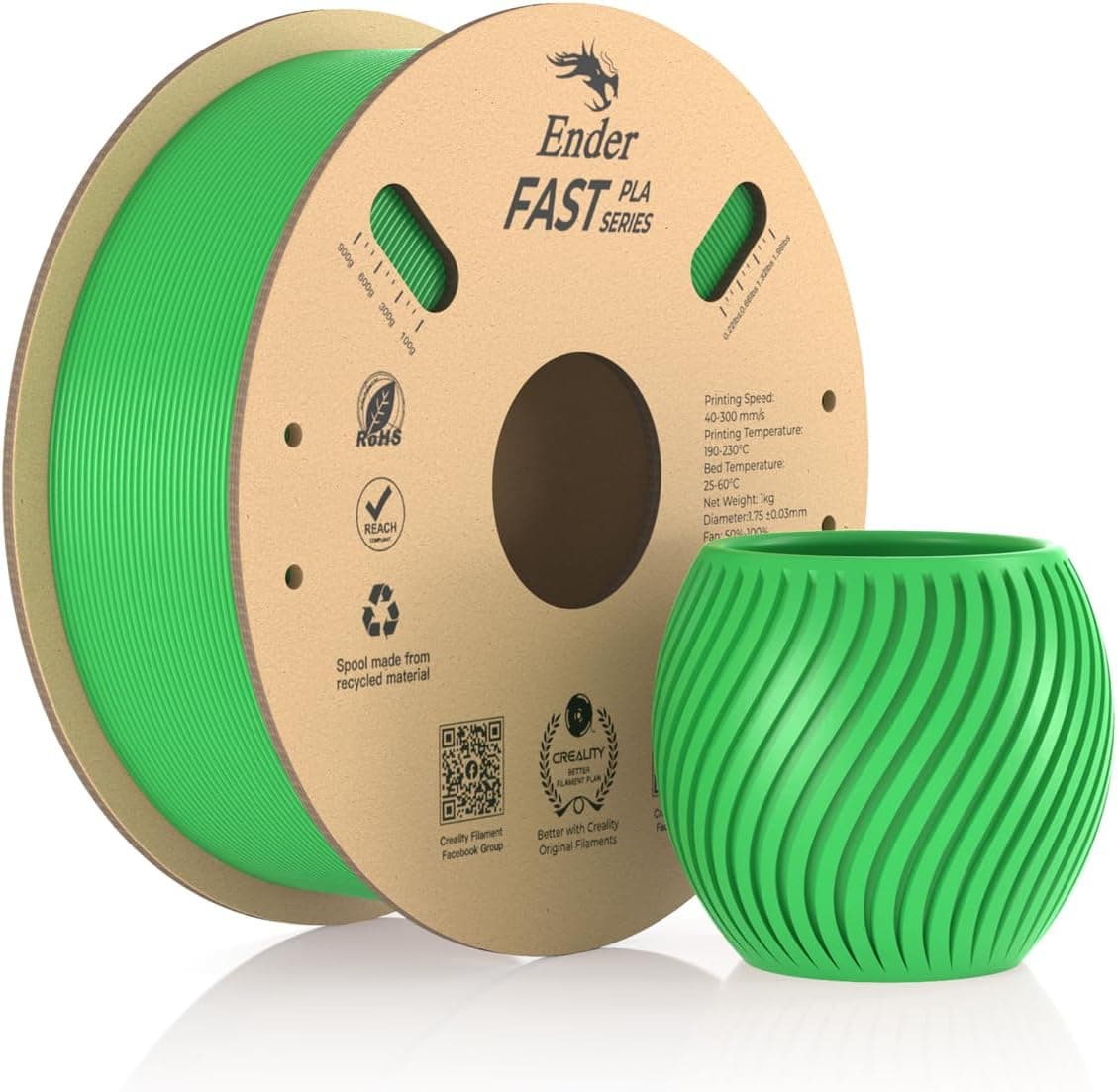 فیلامنت پرینتر سه بعدی Creality Ender Fast PLA 1.75 mm سبز 1 kg فیلامنت پرینتر سه بعدی Creality Ender Fast PLA 1.75 mm سبز 1 kg