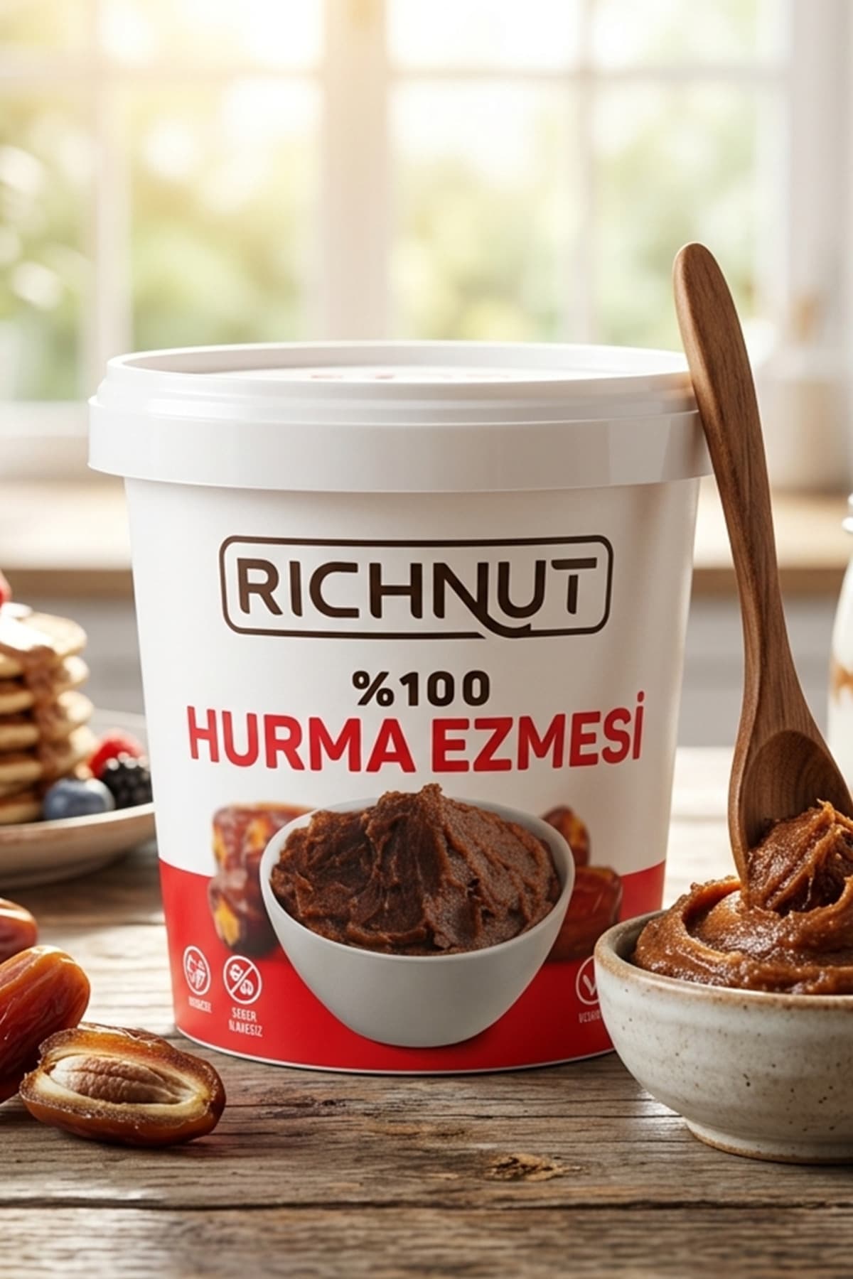 خمیر خرمای طبیعی RİCHNUT بدون افزودنی، پوره 100% خرما 1 Kg خمیر خرمای طبیعی RİCHNUT بدون افزودنی، پوره 100% خرما 1 Kg