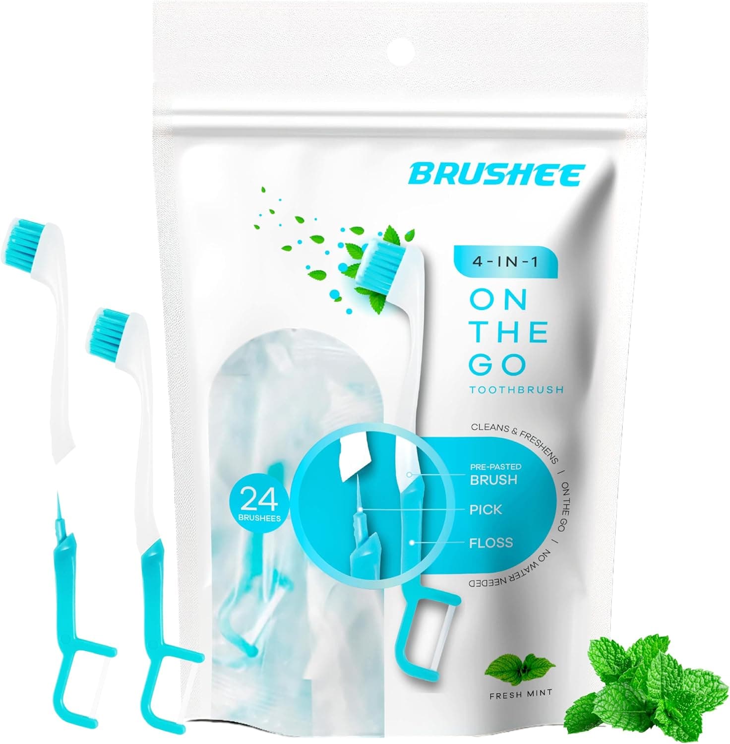 مسواک یکبارمصرف بزرگسالان Brushee 3-in-1 خمیردنداندار با نخ و خلال دندان، 24 عددی مسواک یکبارمصرف بزرگسالان Brushee 3-in-1 خمیردنداندار با نخ و خلال دندان، 24 عددی