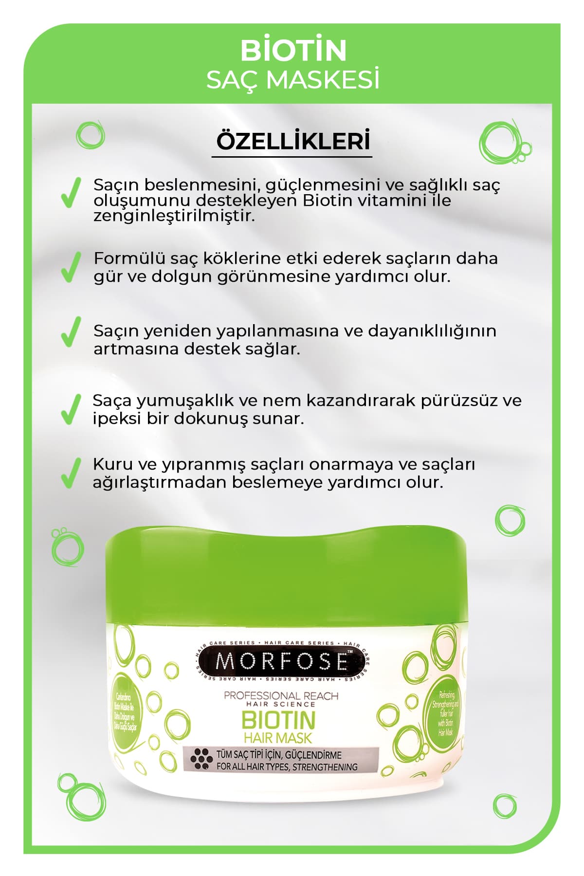ماسک مو Morfose حاوی بیوتین 500 ml ماسک مو Morfose حاوی بیوتین 500 ml