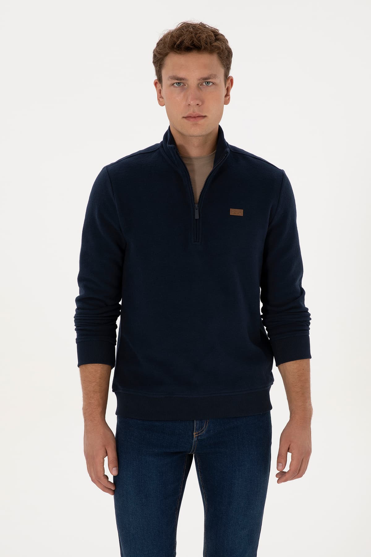 سویشرت مردانه U.S. Polo Assn. یقه پولو نیمزیپ داخل کرکدار سرمهای فیت معمولی مدل 50313802-VR033 سویشرت مردانه U.S. Polo Assn. یقه پولو نیمزیپ داخل کرکدار سرمهای فیت معمولی مدل 50313802-VR033