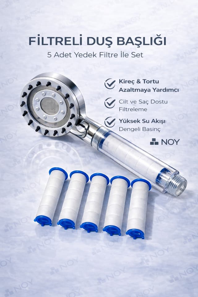 سردوش فیلتردار NOY با 5 فیلتر یدکی تصفیهکننده آب ضدکلر و ضدرسوب فشار بالا سردوش فیلتردار NOY با 5 فیلتر یدکی تصفیهکننده آب ضدکلر و ضدرسوب فشار بالا