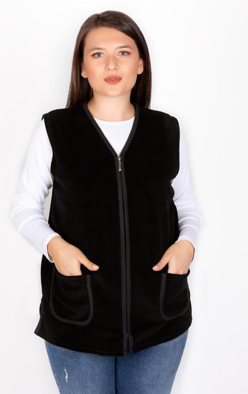 جلیقه زنانه Kardelen Butik Ümraniye پولار سیاه جلیقه زنانه Kardelen Butik Ümraniye پولار سیاه