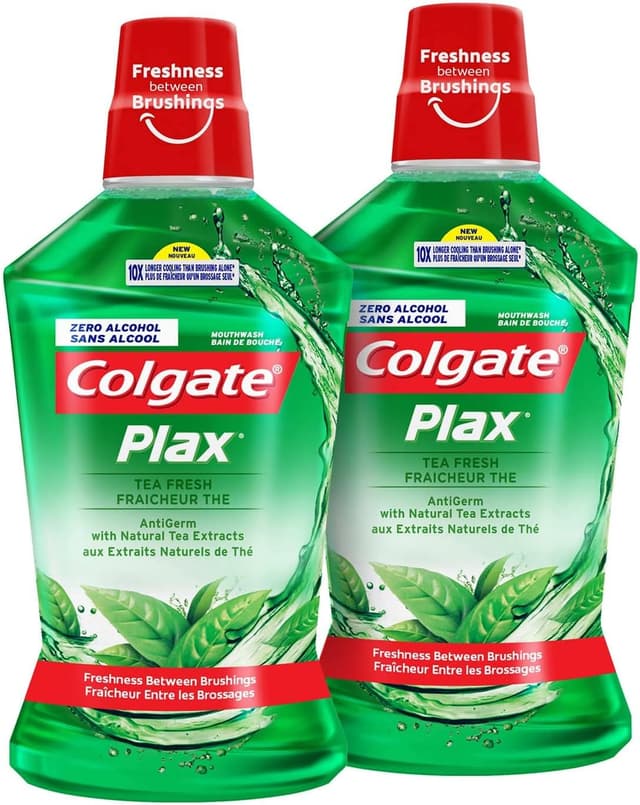 دهان شویه Colgate Plax طعم چای تازه 500ml بسته 2 عددی دهان شویه Colgate Plax طعم چای تازه 500ml بسته 2 عددی