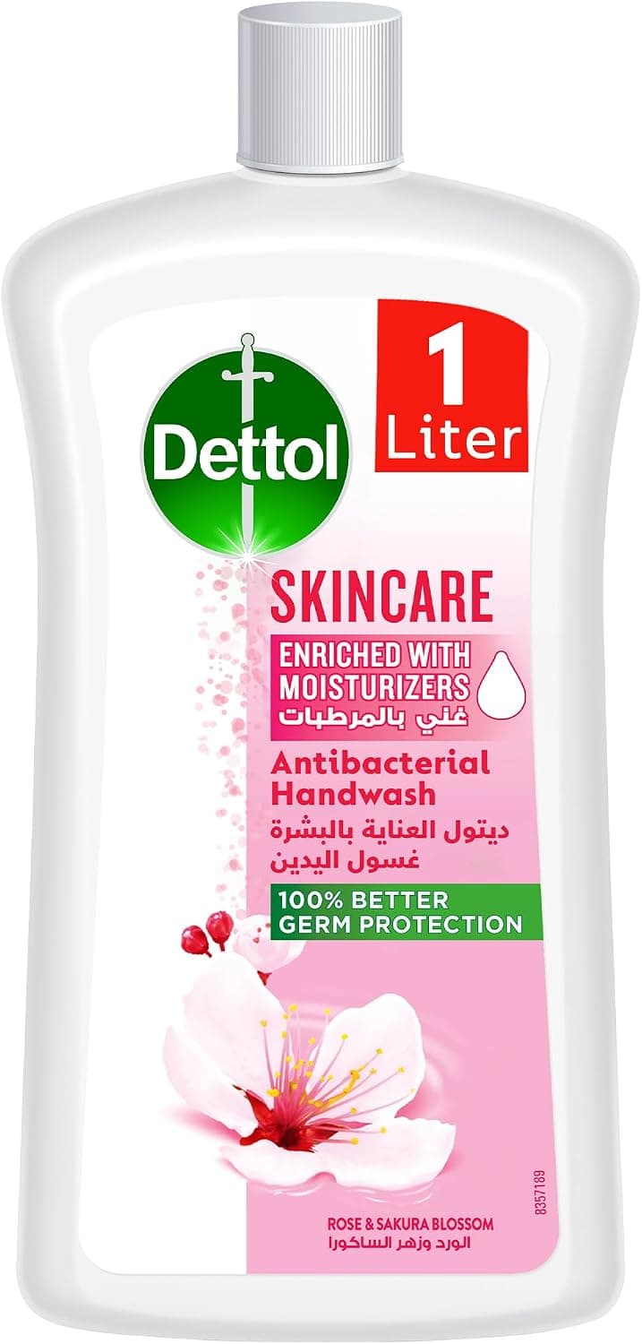 مایع دستشویی Dettol رفیل مراقبت پوست رایحه رز و ساکورا 1L مایع دستشویی Dettol رفیل مراقبت پوست رایحه رز و ساکورا 1L