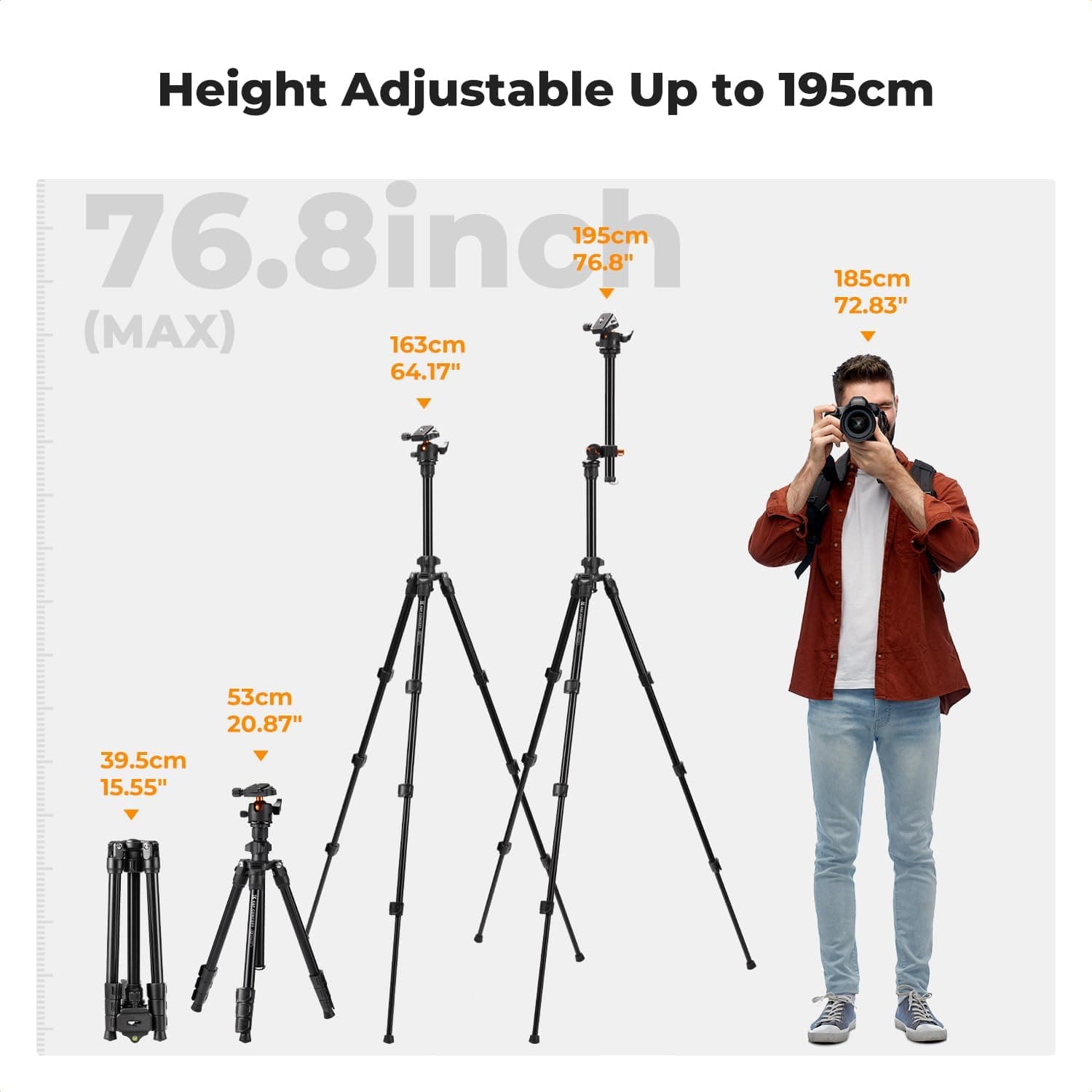 سهپایه دوربین K&F CONCEPT ستون مرکزی چرخان 76 inch سر ۳۶۰ درجه ۸ کیلوگرم سهپایه دوربین K&F CONCEPT ستون مرکزی چرخان 76 inch سر ۳۶۰ درجه ۸ کیلوگرم