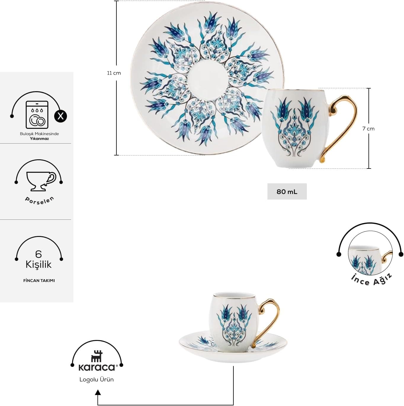 ست فنجان قهوه 6 نفره Karaca Iznik ست فنجان قهوه 6 نفره Karaca Iznik