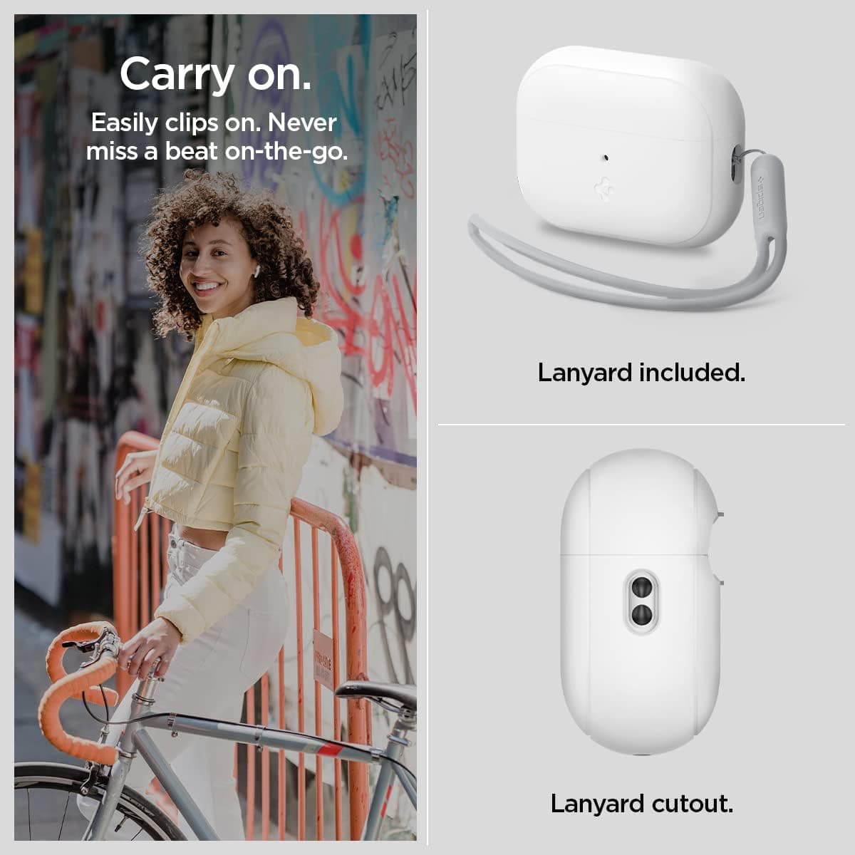 قاب ایرپاد Spigen Silicone Fit سازگار با AirPods Pro 2/1 بند سفید مدل ACS05811 قاب ایرپاد Spigen Silicone Fit سازگار با AirPods Pro 2/1 بند سفید مدل ACS05811
