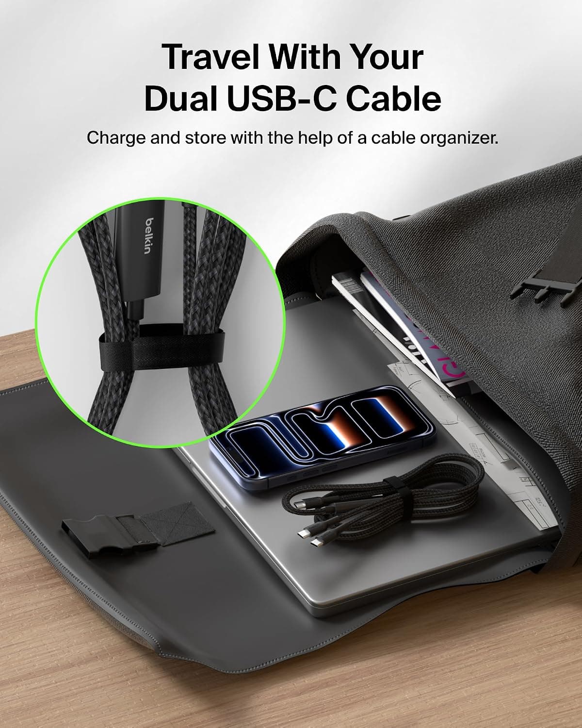 کابل شارژ Belkin BoostCharge Pro USB C به USB C 140W بافتدار مشکی کابل شارژ Belkin BoostCharge Pro USB C به USB C 140W بافتدار مشکی