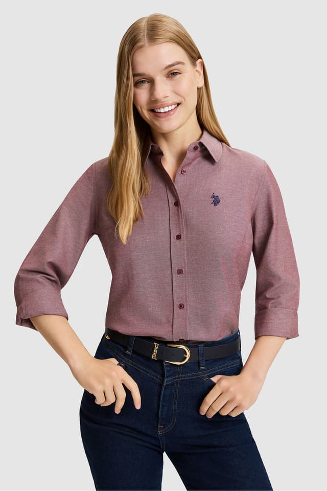پیراهن زنانه U.S. Polo Assn. زرشکی آستین بلند ساده مدل 50324791-VR177 پیراهن زنانه U.S. Polo Assn. زرشکی آستین بلند ساده مدل 50324791-VR177