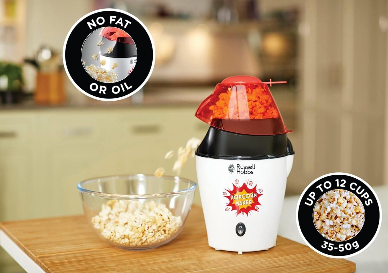 دستگاه پاپکورن ساز Russell Hobbs سفید 1290 W مدل Fiesta-24630-56 دستگاه پاپکورن ساز Russell Hobbs سفید 1290 W مدل Fiesta-24630-56