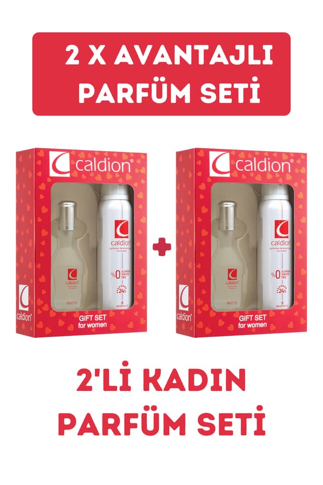 ست عطر زنانه Caldion شامل 2 عدد عطر EDT 50 ml و 2 عدد دئودورانت 150 ml ست عطر زنانه Caldion شامل 2 عدد عطر EDT 50 ml و 2 عدد دئودورانت 150 ml