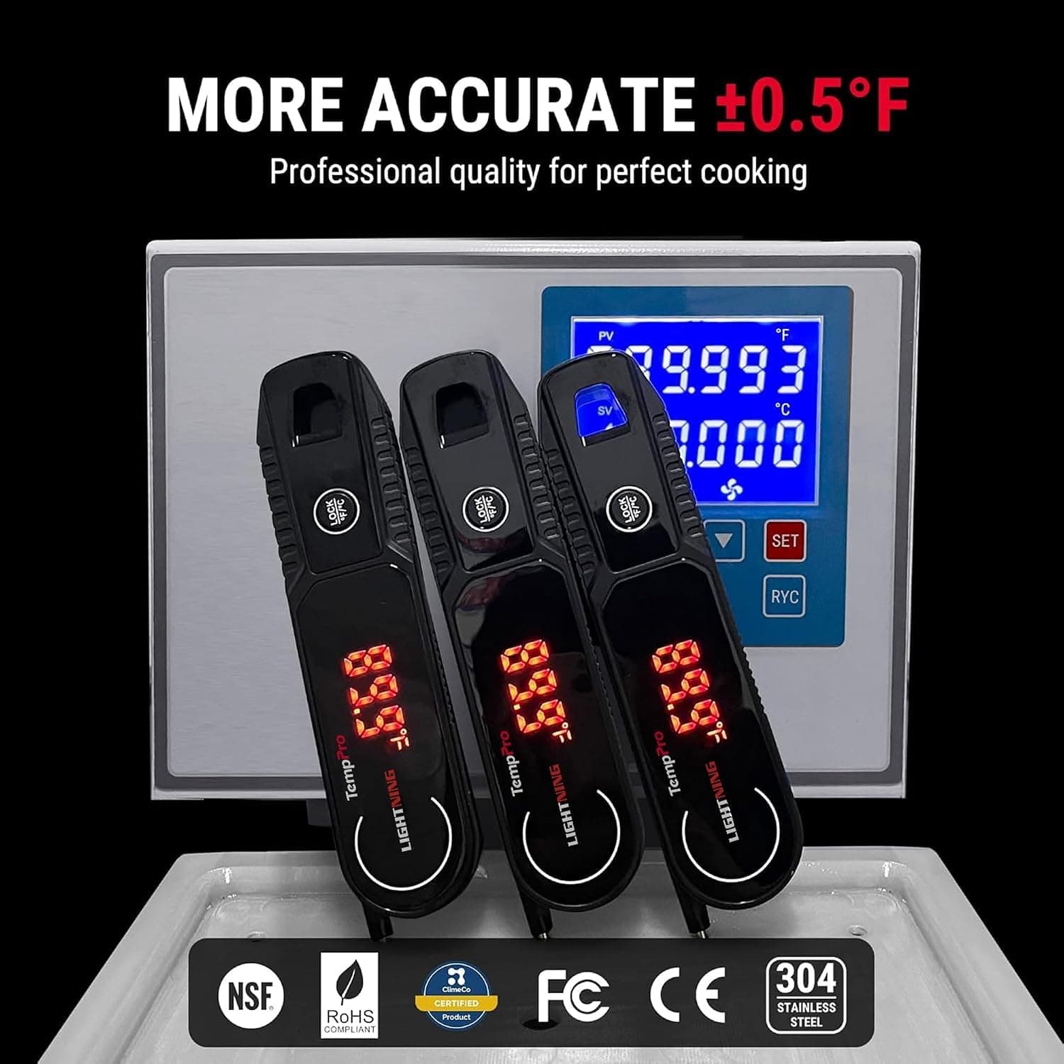 ترمومتر گوشت TempPro با خواندن آنی 0.5 ثانیه، ضدآب IP67 و صفحه چرخان 180° ترمومتر گوشت TempPro با خواندن آنی 0.5 ثانیه، ضدآب IP67 و صفحه چرخان 180°
