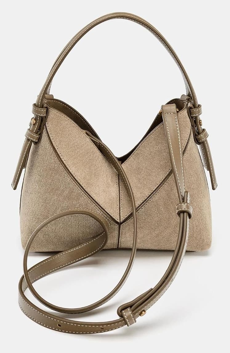 کیف شاپر زنانه Zara دوخت تزئینی مینی رنگ شنی/قهوهای مدل Z1:bags کیف شاپر زنانه Zara دوخت تزئینی مینی رنگ شنی/قهوهای مدل Z1:bags