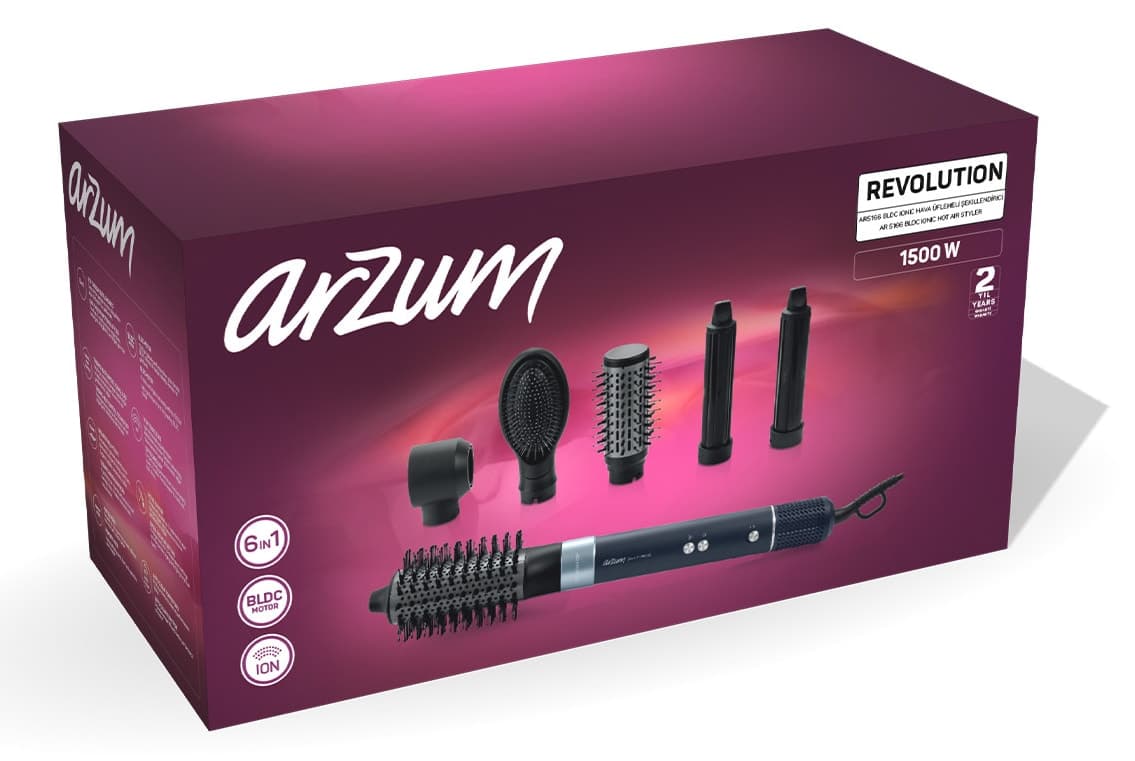 شکلدهنده مو Arzum Revolution مدل AR5166 با ۶ سر ۱۵۰۰ وات مشکی شکلدهنده مو Arzum Revolution مدل AR5166 با ۶ سر ۱۵۰۰ وات مشکی