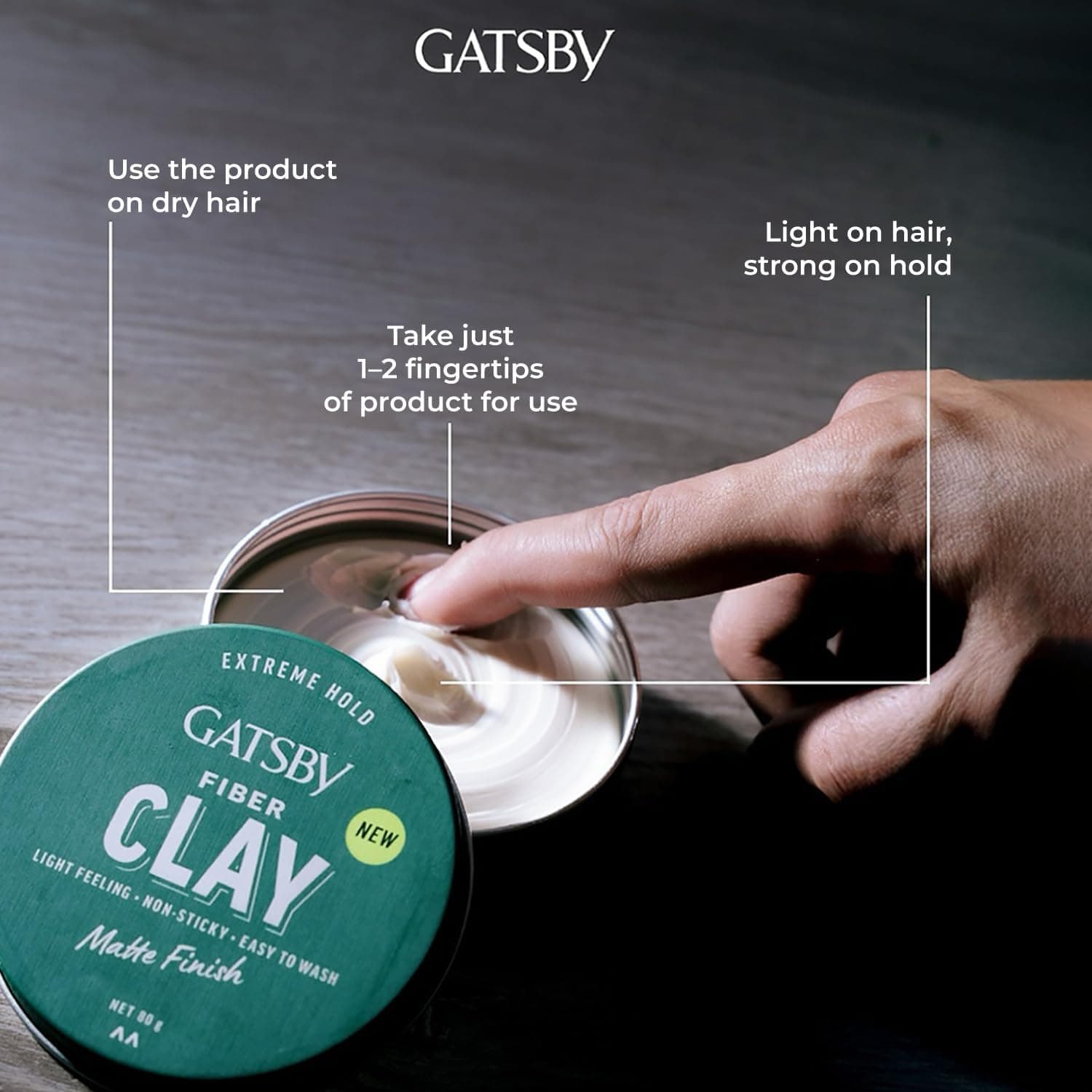 خمیر مو مردانه Gatsby Fiber Clay با حالت مت و نگهدارنده قوی 80g خمیر مو مردانه Gatsby Fiber Clay با حالت مت و نگهدارنده قوی 80g
