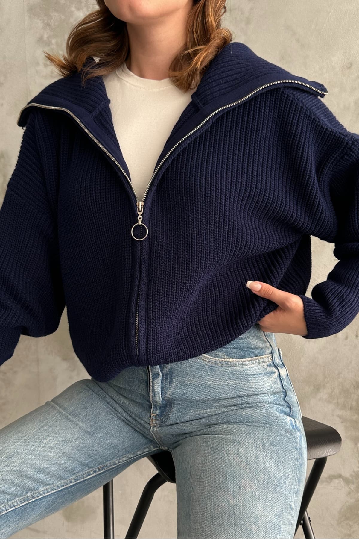 هیرکا بافت مردانه macharel jeans سرمهای یقه برگردان زیپدار هیرکا بافت مردانه macharel jeans سرمهای یقه برگردان زیپدار