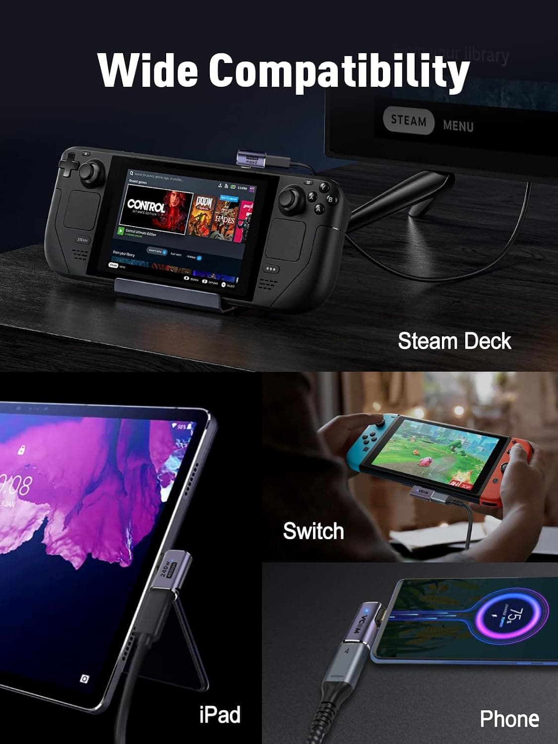 آداپتور USB C نر به ماده VCOM زاویهدار ۹۰ درجه با انتقال داده 40 Gbps، 240 W، بسته 2 عددی آداپتور USB C نر به ماده VCOM زاویهدار ۹۰ درجه با انتقال داده 40 Gbps، 240 W، بسته 2 عددی