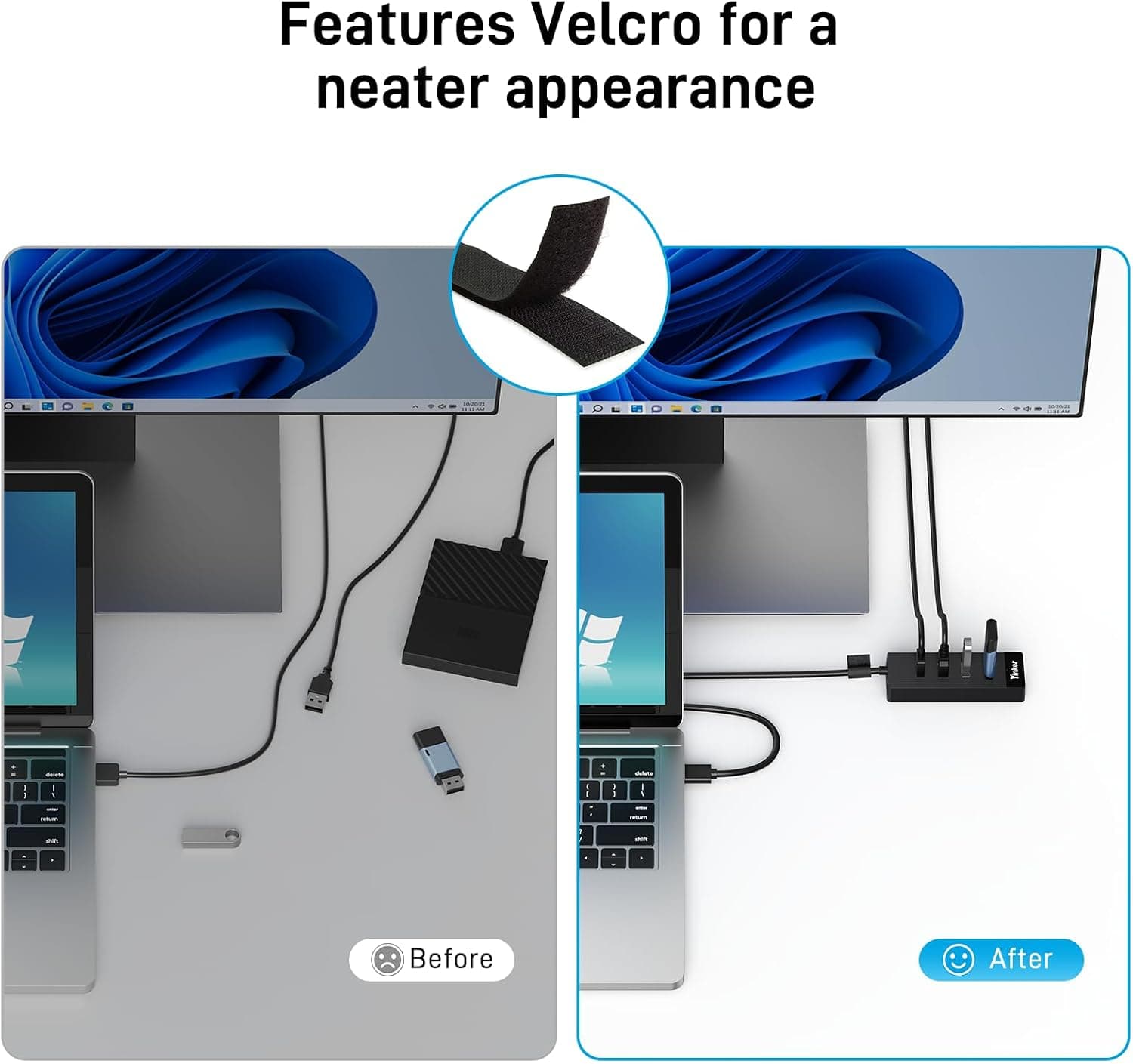 هاب USB 3.0 چهار پورت Yinker با کابل 10FT و پاور USB-C هاب USB 3.0 چهار پورت Yinker با کابل 10FT و پاور USB-C