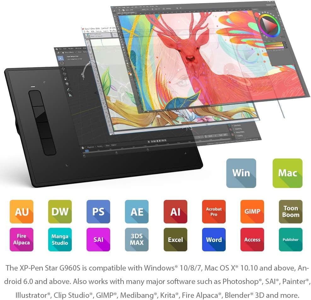 تبلت گرافیکی XP-Pen با قلم بدون باتری 9x6 inch مدل G960S تبلت گرافیکی XP-Pen با قلم بدون باتری 9x6 inch مدل G960S