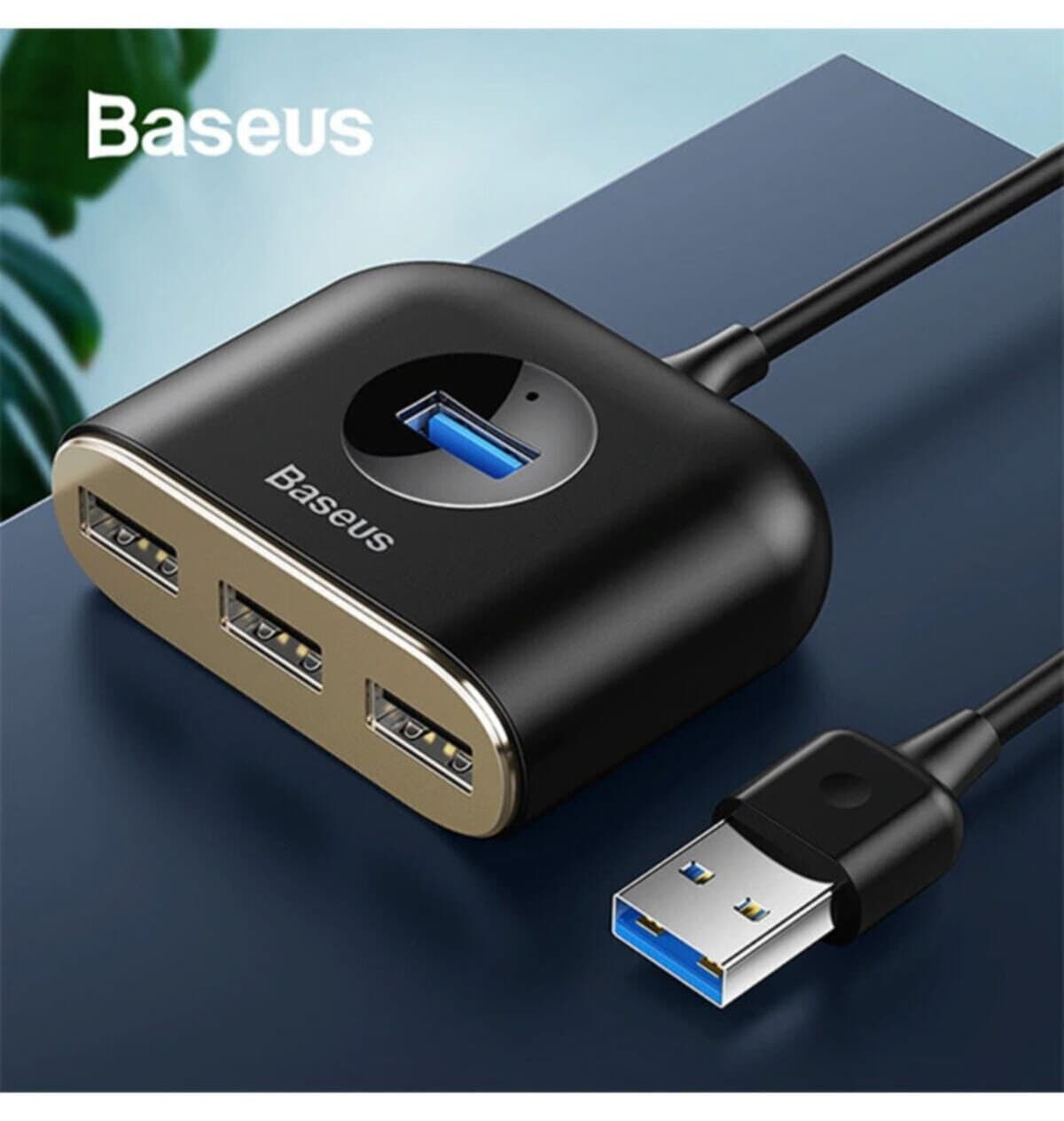 هاب USB Baseus Square Round 4in1 با ورودی USB3.0 و خروجی USB3.0*1+USB2.0*3 به طول 1m هاب USB Baseus Square Round 4in1 با ورودی USB3.0 و خروجی USB3.0*1+USB2.0*3 به طول 1m