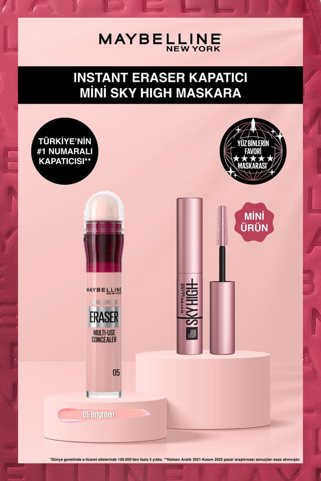 ست کانسیلر Maybelline New York Instant Anti Age Eraser 05 Brighten به همراه ماسکارای مینی Sky High ست کانسیلر Maybelline New York Instant Anti Age Eraser 05 Brighten به همراه ماسکارای مینی Sky High