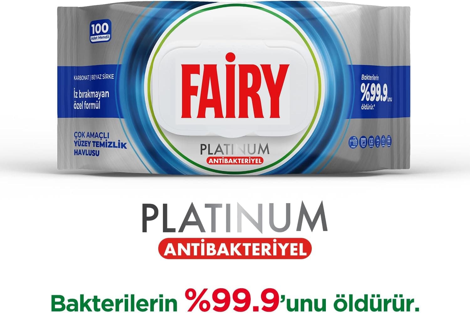 دستمال مرطوب پاککننده سطوح آنتیباکتریال Fairy Platinum با سرکه سفید و جوش شیرین 100 برگ دستمال مرطوب پاککننده سطوح آنتیباکتریال Fairy Platinum با سرکه سفید و جوش شیرین 100 برگ