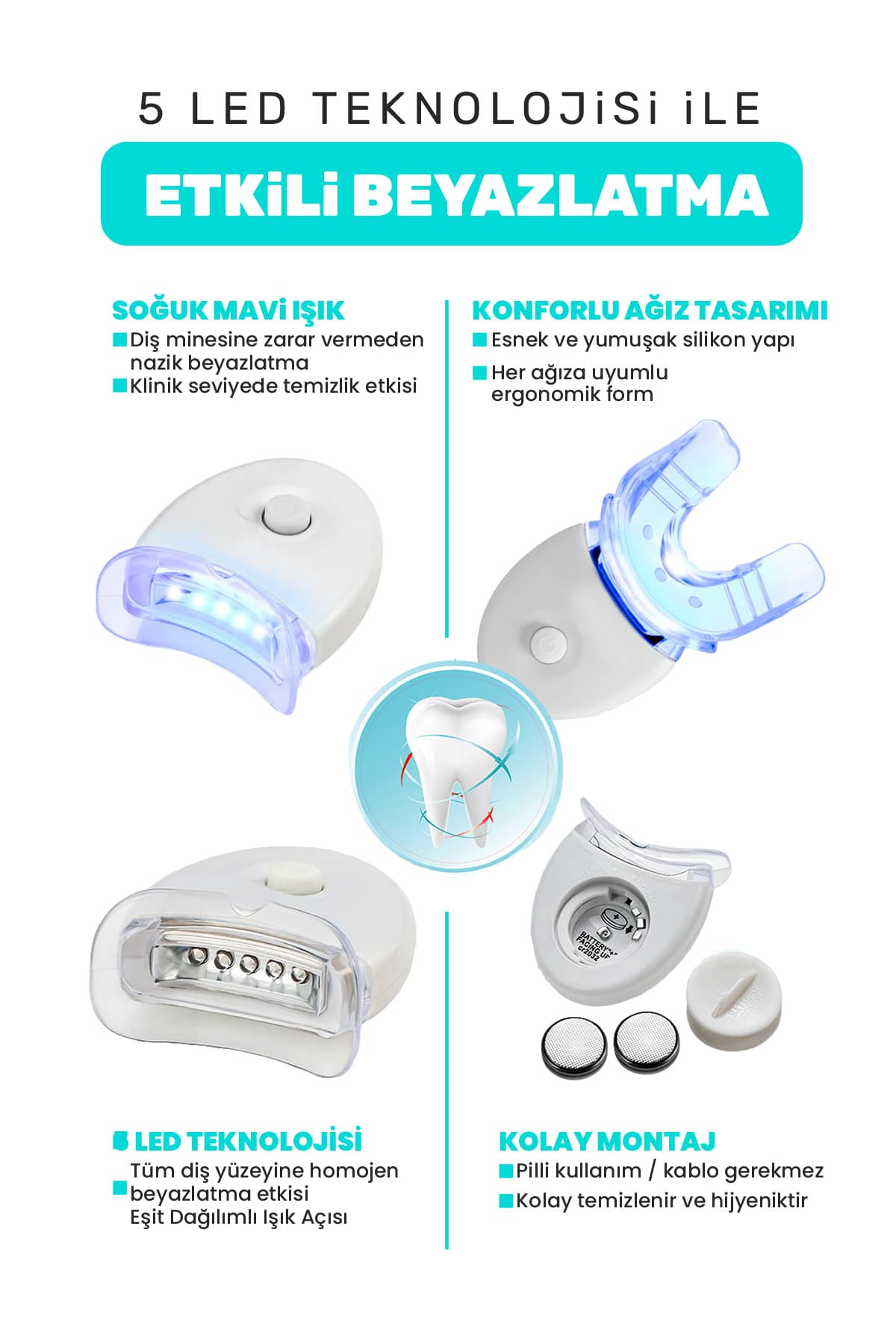 ست سفیدکننده دندان smileshop با 5 LED ست سفیدکننده دندان smileshop با 5 LED