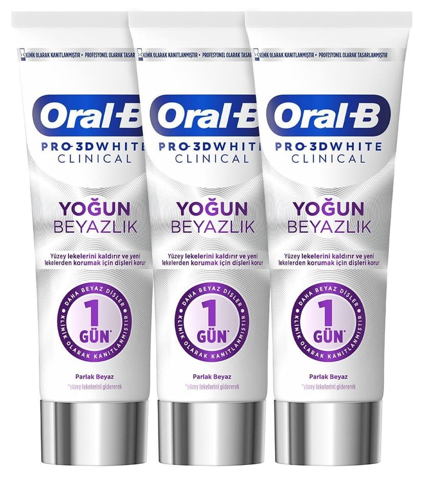 خمیردندان Oral-B Pro 3D White Clinical سفیدکنندگی شدید و سفیدی درخشان 75 ml x 3 خمیردندان Oral-B Pro 3D White Clinical سفیدکنندگی شدید و سفیدی درخشان 75 ml x 3