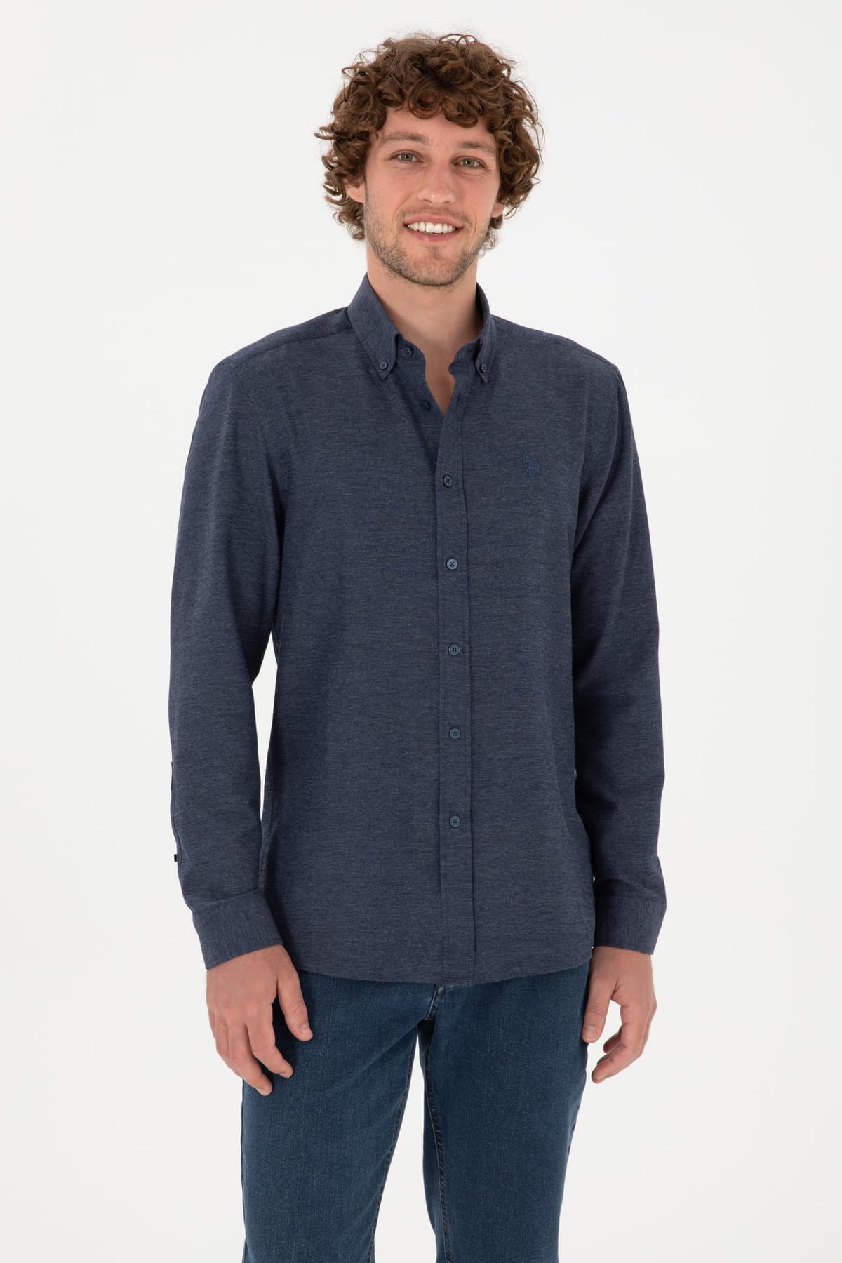 پیراهن مردانه U.S. Polo Assn. نیلی آستین بلند ساده مدل 50316723-VR028 پیراهن مردانه U.S. Polo Assn. نیلی آستین بلند ساده مدل 50316723-VR028
