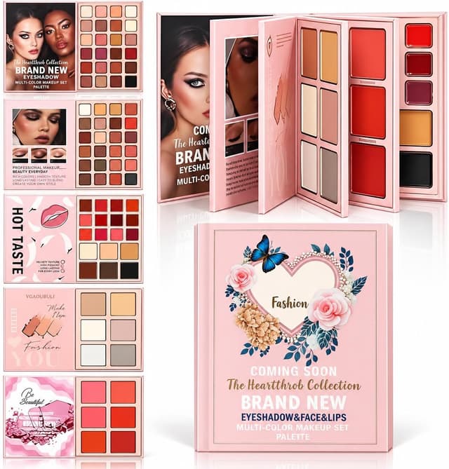 پالت آرایشی SKINPLUS 5in1 کتابی تاشو کانتور، رژگونه، هایلایتر و سایه چشم پالت آرایشی SKINPLUS 5in1 کتابی تاشو کانتور، رژگونه، هایلایتر و سایه چشم