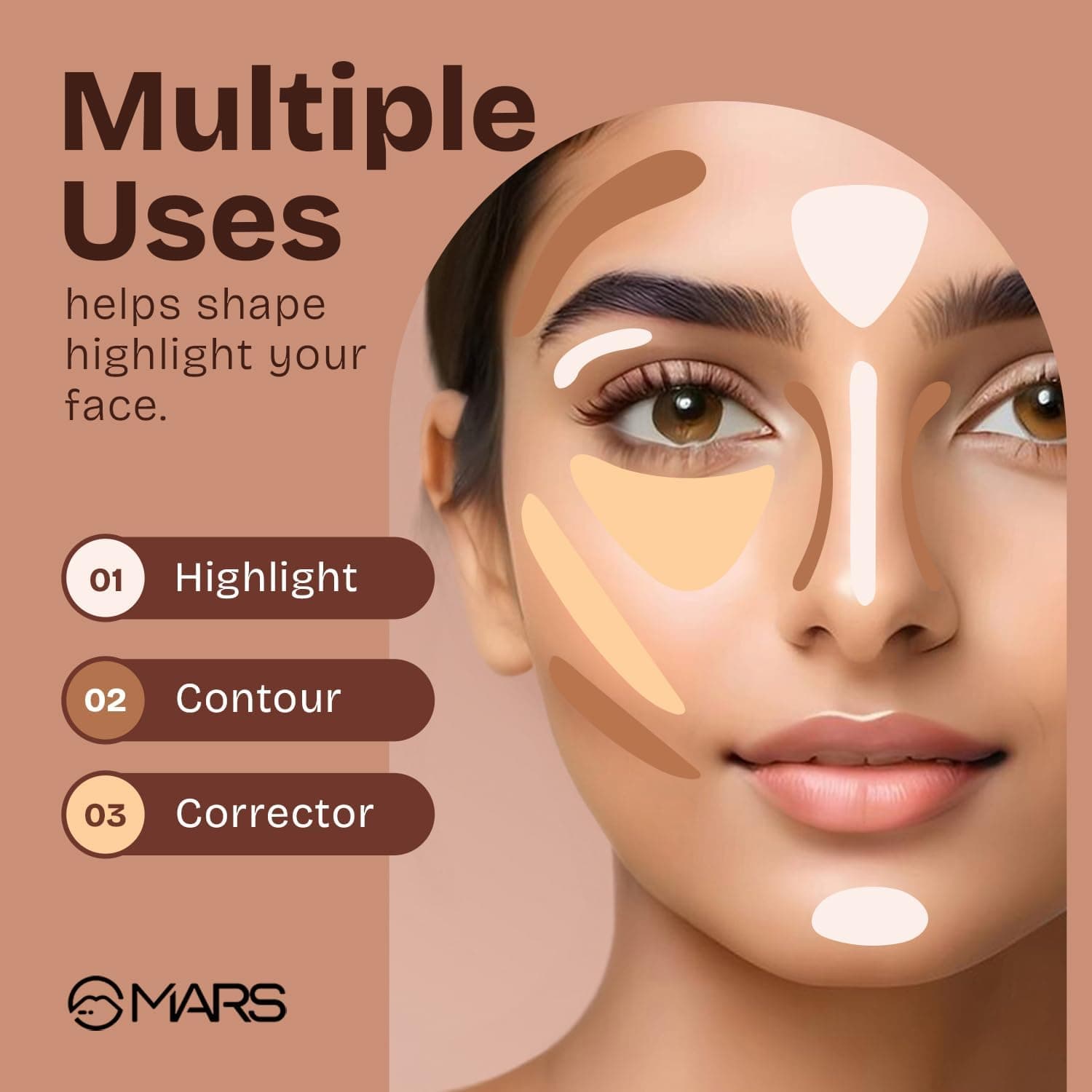 کانسیلر MARS با پوشش متوسط تا زیاد و فینیش طبیعی درخشان SPF50 PA++++ مدل 01-IVORY VEIL کانسیلر MARS با پوشش متوسط تا زیاد و فینیش طبیعی درخشان SPF50 PA++++ مدل 01-IVORY VEIL