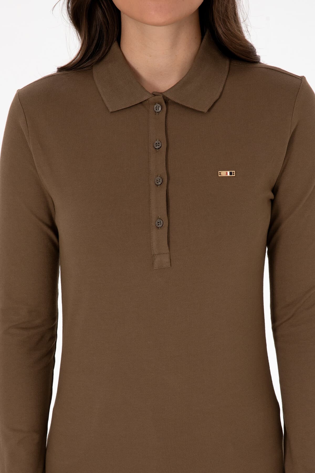 سویشرت یقه پولو زنانه U.S. Polo Assn. خاکی ساده مدل 50313593-VR027 سویشرت یقه پولو زنانه U.S. Polo Assn. خاکی ساده مدل 50313593-VR027