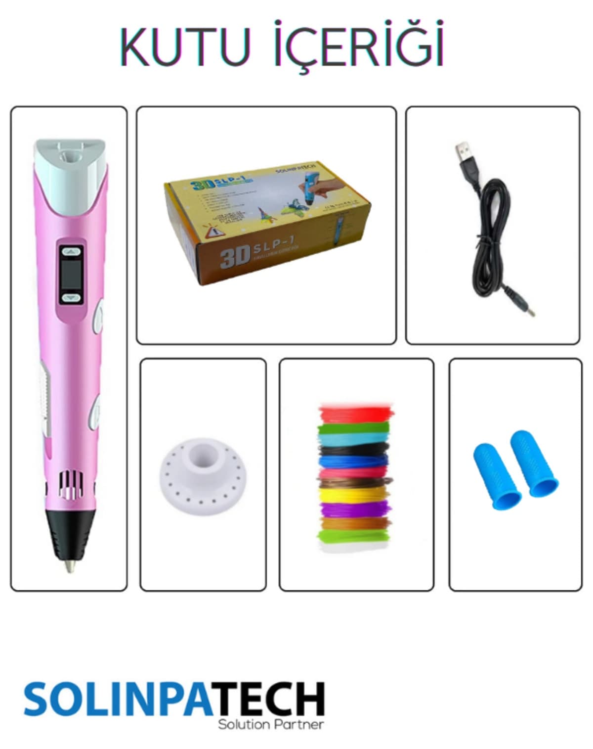 قلم 3D SolinpaTech صورتی و چندرنگ با 59 متر فیلامنت و کابل USB قلم 3D SolinpaTech صورتی و چندرنگ با 59 متر فیلامنت و کابل USB
