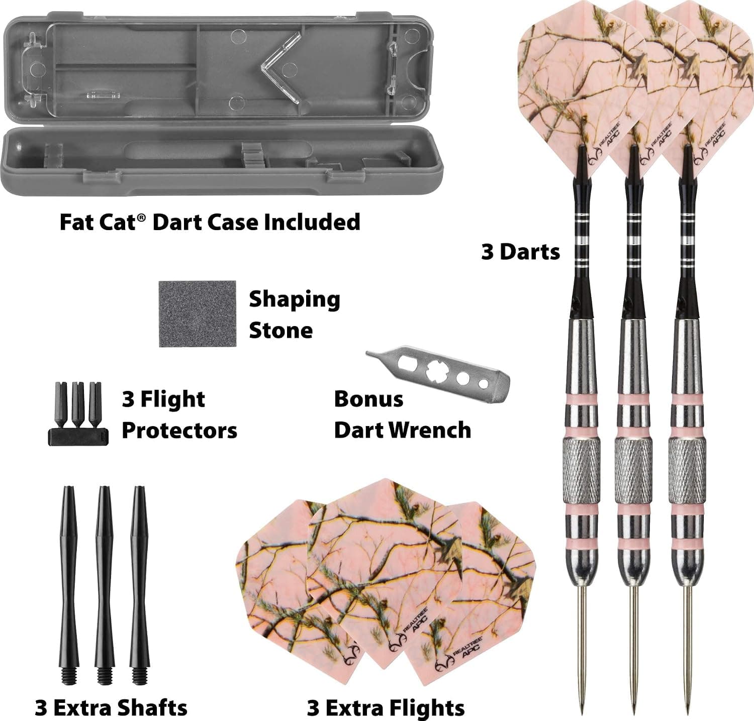 دارت نوک فولادی Fat Cat by GLD Products با طرح Realtree APC Pink Camo، کیف نگهداری و سفر، 23 Grams، مشکی دارت نوک فولادی Fat Cat by GLD Products با طرح Realtree APC Pink Camo، کیف نگهداری و سفر، 23 Grams، مشکی