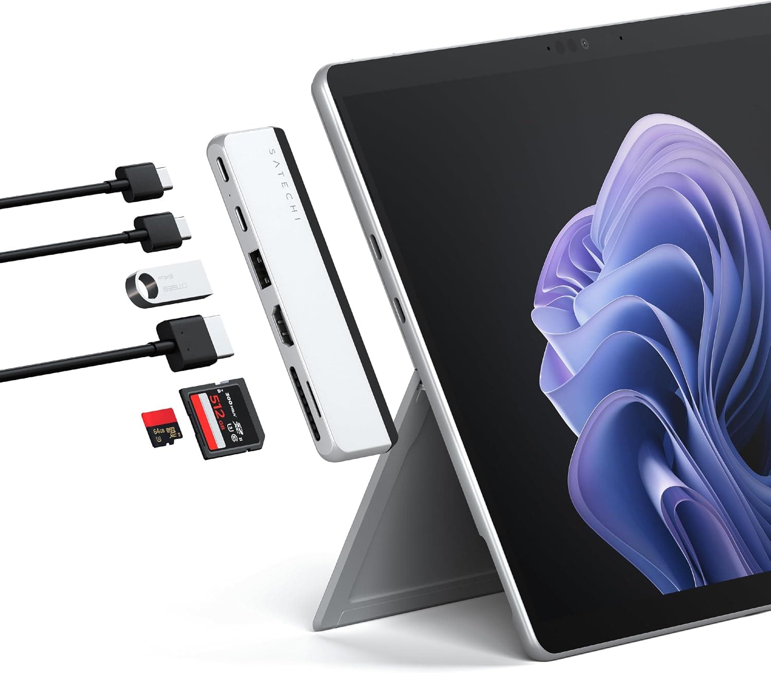 هاب SATECHI دوگانه USB-C 6-in-1 برای Surface Pro 11/10/9 هاب SATECHI دوگانه USB-C 6-in-1 برای Surface Pro 11/10/9