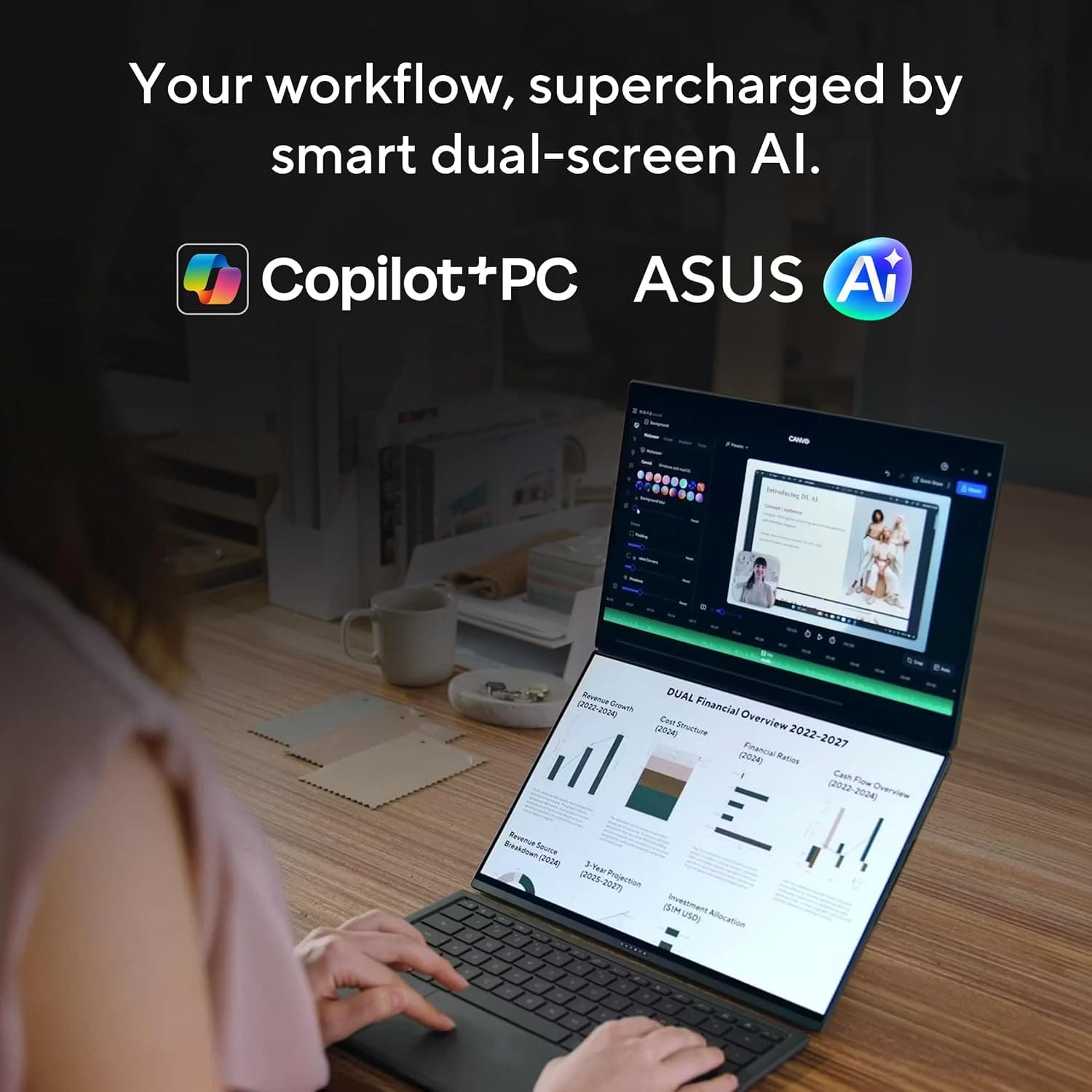 لپتاپ ASUS Zenbook Duo نمایشگر دوگانه OLED 14 اینچی خاکستری لپتاپ ASUS Zenbook Duo نمایشگر دوگانه OLED 14 اینچی خاکستری