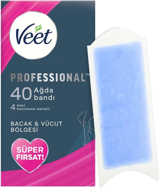 نوار موبر مومی پا و بدن برای پوست حساس Veet بسته 40 عددی نوار موبر مومی پا و بدن برای پوست حساس Veet بسته 40 عددی