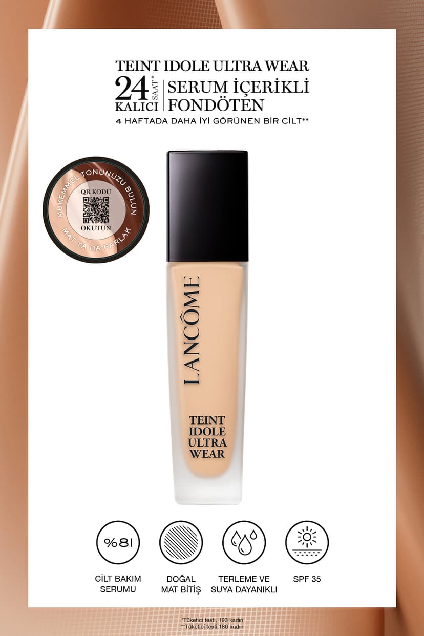 فاندیشن Lancome ماندگاری ۲۴ ساعته Teint Idole Ultra Wear 105W فاندیشن Lancome ماندگاری ۲۴ ساعته Teint Idole Ultra Wear 105W